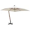Image de vidaXL Parasol Suspendu avec Poteau en Bois, Pare-Soleil de Patio, Abri de Soleil, Parasol de Plage Jardin Terrasse Extérieur, Blanc