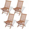 Image de vidaXL Bois de Teck Massif Salon de Jardin 5 pcs Ensemble de Salle à Manger Table et Chaises à Dîner Mobilier de Repas Extérieur Patio