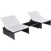 Image de vidaXL Lot de 2 Chaises Longues avec Table, Bain de Soleil, Transat de Terrasse, Siège de Jardin Patio Extérieur, Résine Tressée Noir