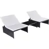 Image de vidaXL Chaises inclinables de jardin lot de 2 et table résine tressée