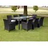 Image de vidaXL Ensemble à manger d'extérieur 9pcs coussins résine tressée noir