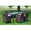 Image de vidaXL Ensemble à manger d'extérieur 7 pcs et coussins Résine tressée