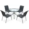 Image de vidaXL Mobilier de salle à manger d'extérieur 5 pcs Acier Noir