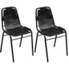 Image de vidaXL Chaises à manger lot de 2 noir cuir véritable
