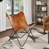 Image de vidaXL Chaise papillon Marron Cuir véritable