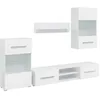 Image de vidaXL Meuble TV Mural avec Éclairage LED 5 Pièces, Armoire de Télévision avec Compartiment, Meuble Télé de Salon Intérieur, Moderne, Blanc