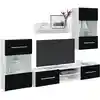 Image de vidaXL Meuble TV mural 5 pièces avec éclairage LED Noir