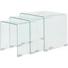 Image de vidaXL Ensemble de Tables gigognes Salon 3 Pièces Verre trempé Transparent