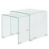 Image de vidaXL Ensemble de Tables gigognes Salon 2 Pièces Verre trempé Transparent