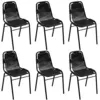 Image de vidaXL Chaises à Manger Lot de 6 Noir Cuir véritable