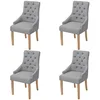 Image de vidaXL Bois Chêne 4X Chaise Salle à Manger Tissu Gris Clair Chaise de Cuisine