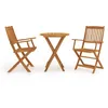 Image de vidaXL Mobilier de Bistro Pliable 3 pcs Mobilier à Dîner Salon de Jardin Table et Chaises de Salle à Manger Extérieur Marron Bois d'Acacia Solide