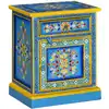 Image de vidaXL Table de chevet Bois de manguier Turquoise Peinture à la main