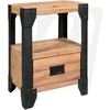 Image de vidaXL Table de Chevet Table de Nuit Table d'Appoint Bois Acacia Massif Acier