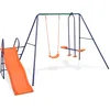 Image de vidaXL Ensemble de Balançoire avec Toboggan et 3 Sièges Orange Balancelle