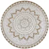 Image de vidaXL Tapis Jute Tressé Imprimé 90 cm Rond Moquette Carpette à la Main Décor