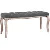 Image de vidaXL Banc Banquette de Salon Banquette de Salle de Séjour Meuble de Salon Maison Intérieur Lin 110x38x48 cm Gris Foncé Bois Massif