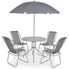 Image de vidaXL Ensemble à manger d'extérieur 6 pcs Acier et textilène Gris
