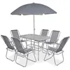 Image de vidaXL Mobilier à Dîner d'Extérieur 8 pcs Salon de Jardin Ensemble de Salle à Manger Table et Chaises à Dîner Patio Acier et Textilène Gris