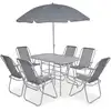 Image de vidaXL Ensemble à manger d'extérieur 8 pcs Acier et textilène Gris