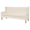 Image de vidaXL Canapé à 3 Places Tissu Blanc crème