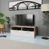Image de vidaXL Meuble TV Bois d’ingénierie 95x35x36 cm Chêne et blanc