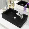 Image de vidaXL Vasque avec trou de robinet Céramique Noir 46 x 25,5 x 12 cm