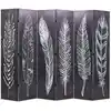 Image de vidaXL Cloison de séparation pliable 228 x 170 cm Plumes Noir et blanc