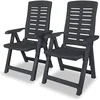 Image de vidaXL 2X Chaises Inclinables de Jardin Chaises de Patio Sièges de Terrasse Chaises de Terrasse Meuble de Jardin Extérieur Plastique Anthracite