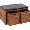 Image de vidaXL Banc avec 2 paniers Jacinthe d'eau 71 x 40 x 42 cm Marron