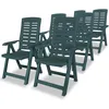 Image de vidaXL 6X Chaises Inclinables de Jardin Fauteuils de Patio Chaises d'Exterieur Sièges de Terrasse Fauteuils Pliables Plastique Vert