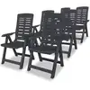 Image de vidaXL Chaises inclinables de jardin lot de 6 Plastique Anthracite