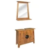 Image de vidaXL Mobilier de Salle de Bain, Meuble-lavabo avec Compartiment et Miroir, Meuble de Rangement Maison Intérieur, Bois de Pin Massif