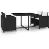 Image de vidaXL Salon de jardin encastrable 5 pcs et coussins Rotin Noir