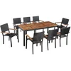 Image de vidaXL Ensemble à Manger d'extérieur 9 pcs résine tressée et Acacia