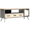 Image de vidaXL Meuble TV Bois de manguier massif et acier 120x30x45 cm