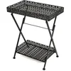 Image de vidaXL Table à Thé Pliante Style Vintage Métal Noir Table à Manger de Cuisine
