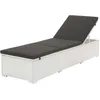 Image de vidaXL Chaise Longue d'Extérieur Résine Tressée Blanc et Noir Transat