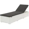 Image de vidaXL Chaise longue avec coussin Résine tressée Blanc