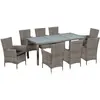 Image de vidaXL Ensemble à manger d'extérieur 9pcs coussins Résine tressée Gris
