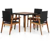 Image de vidaXL Ensemble à manger d'extérieur 5 pcs Résine tressée Noir marron