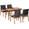 Image de vidaXL Ensemble à manger d'extérieur 5 pcs Résine tressée Noir marron