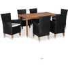 Image de vidaXL Ensemble à manger d'extérieur 7 pcs Résine tressée Noir marron