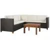 Image de vidaXL Salon de jardin 4 pcs avec coussins Résine tressée Marron