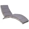 Image de vidaXL Chaise Longue Pliable avec Coussin Résine tressée Gris