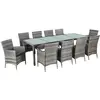 Image de vidaXL Ensemble à manger d'extérieur 11pc coussins Résine tressée Gris
