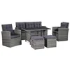 Image de vidaXL Ensemble de Canapé d'Extérieur 6pcs Résine Tressée Gris Meubles Jardin