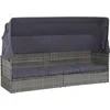Image de vidaXL Lit de Jardin avec auvent Gris 205x62 cm Résine tressée