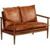 Image de vidaXL Canapé à 2 Places Cuir Véritable avec Bois Acacia Marron Sofa de Salon