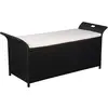 Image de vidaXL Banc de jardin avec coussin 138 cm Résine tressée Noir
